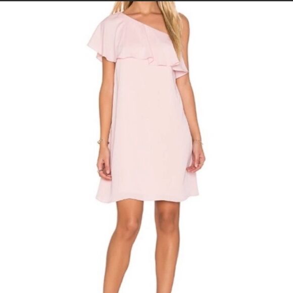 Amanda Uprichard Zoe Dress One Shoulder Ruffle Mini Length Pink Size M - Picture 1 of 10